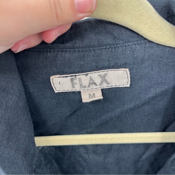 Flax Linen & Cloth Blend Zip Up Navy Blue Jacket Size Medium - Picture 3 of 5